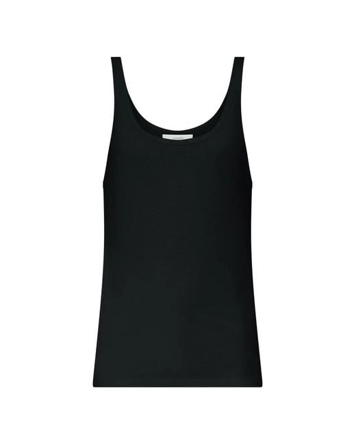 Loulou de Saison Black Roni Ribbed-Knit Tank Top