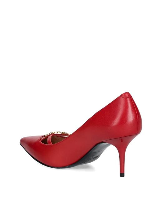 Love Moschino Red Pointed-Toe Chain Pumps