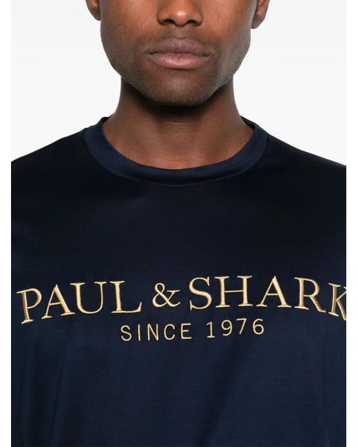 メンズ Paul & Shark ロゴ Tシャツ Blue