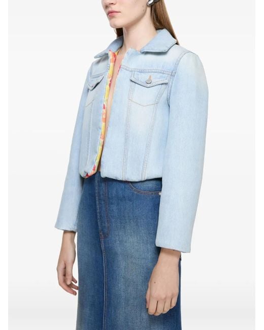 Acne フローラル デニムジャケット Blue