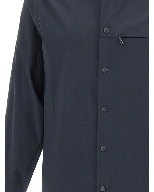 Aspesi Blue Snap-Button Chest-Pocket Shirt for men