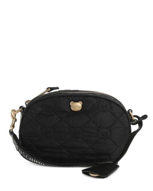 Moschino Black Teddy-Detail Quilted Cross Body Bag