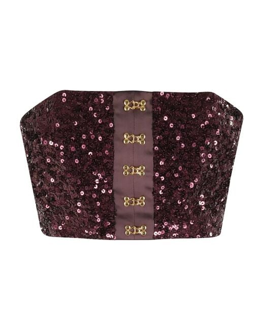 Elisabetta Franchi スパンコール クロップドトップ Purple