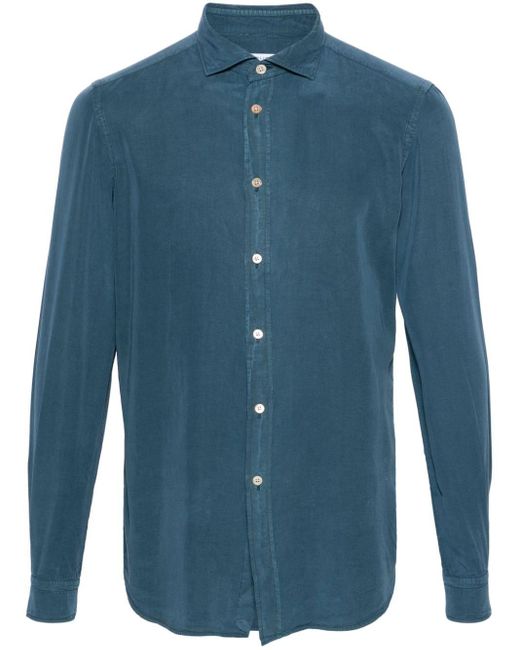 Camicia con colletto ampio di Boglioli in Blue da Uomo