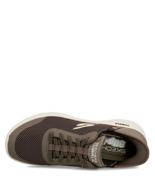 Skechers Brown Go Walk Flex-Hands Up Slip-On Mesh Sneakers for men