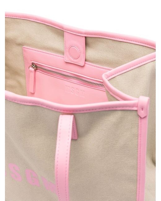 Bolso shopper con logo mediano MSGM de color Pink