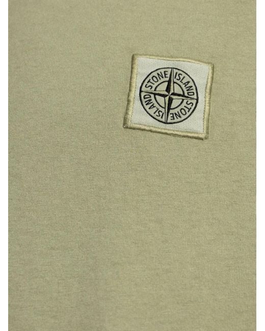 Stone Island Green Logo-Patch Cotton T-Shirt for men