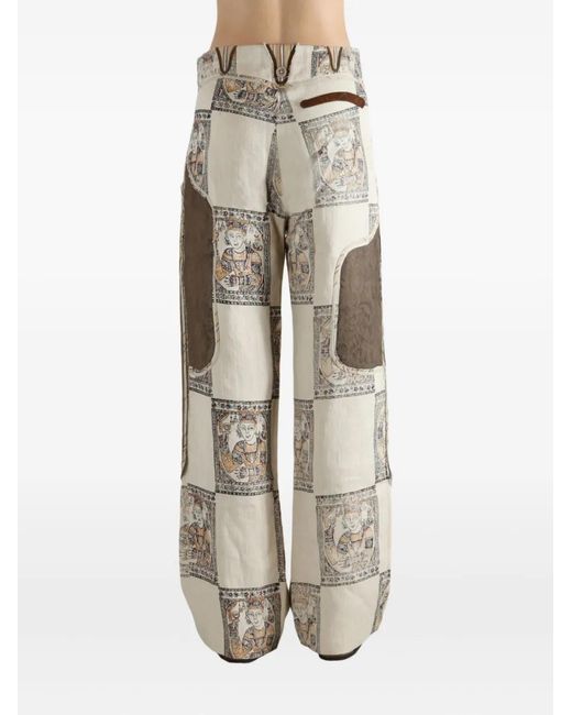 Commun's Gray Patterned Panelled Trousers