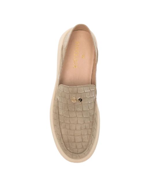 HIDE & JACK Natural Croc-Effect Logo Loafers for men