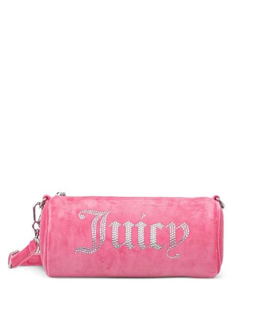 Juicy Couture Pink Rhinestone-Logo Barrel Shoulder Bag
