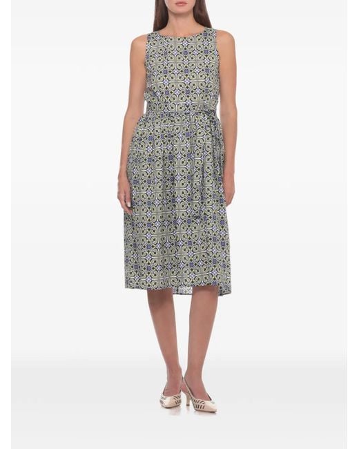 Emme Gray Emmgestro Patterned Sleeveless Cotton Midi Dress