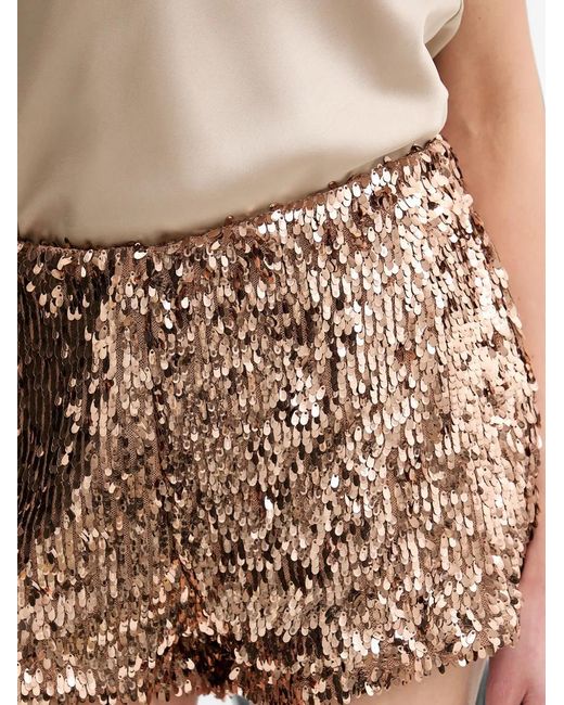 Haveone Natural Sequin-Embellished Shorts