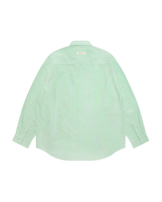 Aape By A Bathing Ape Green Striped Logo-Embroidered Shirt for men