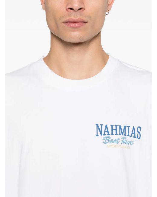 NAHMIAS White T-Shirt Imprimé À Col Rond for men
