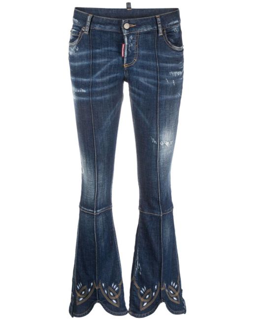 DSquared² Blue Bead-detail Flared Jeans