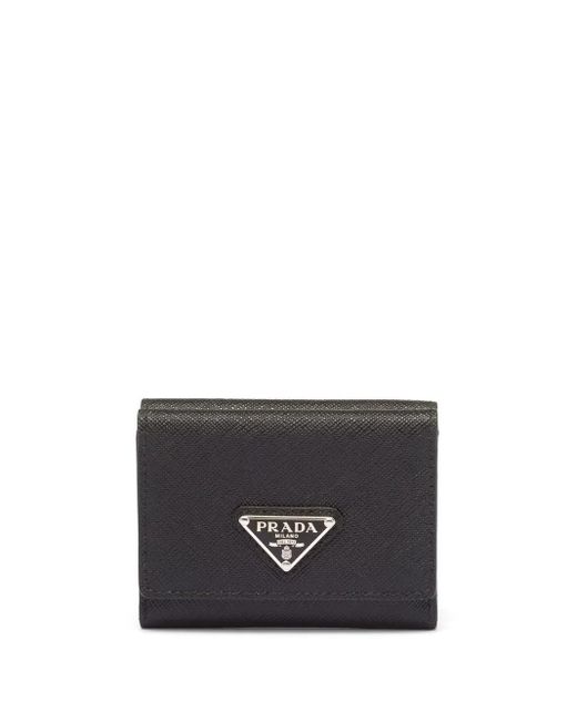 Prada Black Small Logo-Plaque Leather Wallet for men