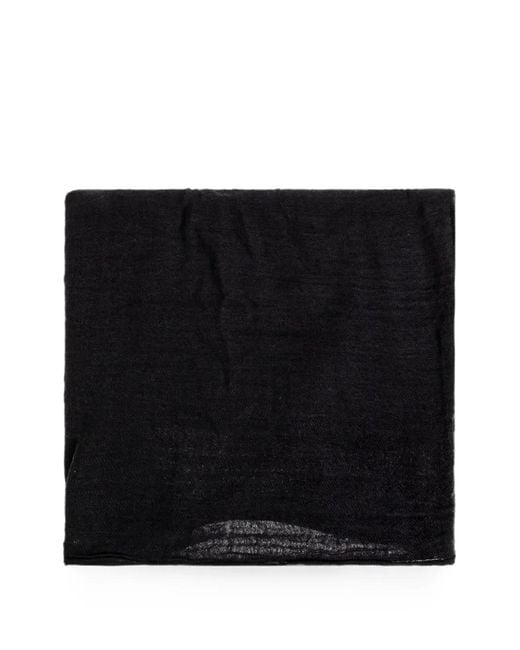 Rick Owens Black Raw-Edge Scarf