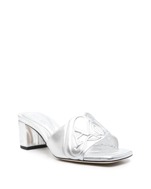 McQueen Metallic Leather Heel Sandals