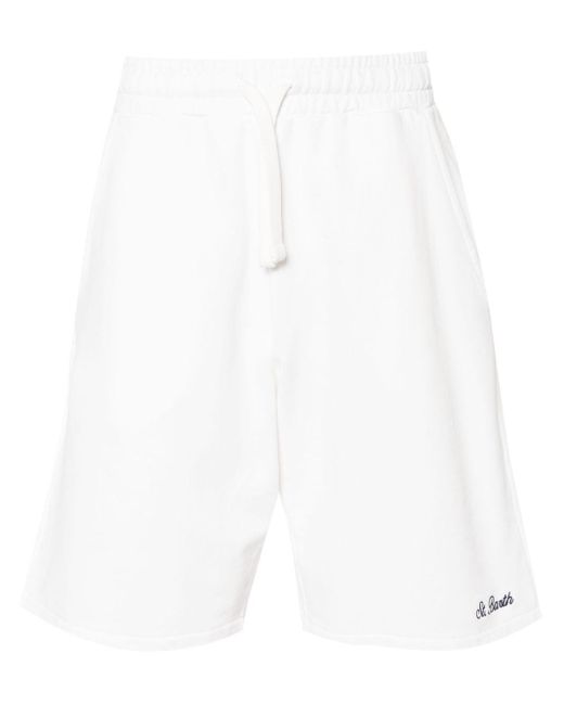 Mc2 Saint Barth White Logo-embroidered Cotton Track Shorts for men