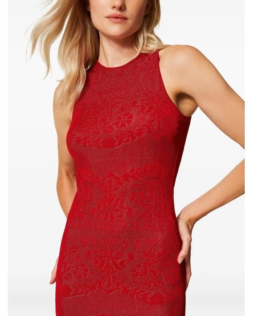 Twinset オープンニット マキシドレス Red