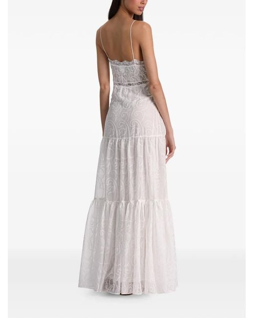 Alice + Olivia White Nicky Paisley-Embroidered Maxi Dress