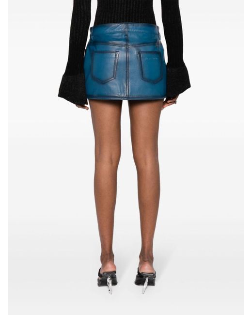 Acne Blue Faded Leather Mini Skirt