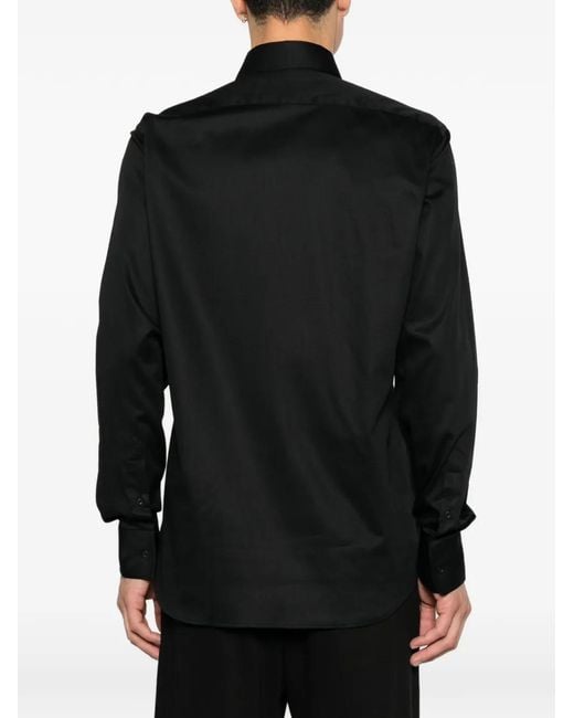 Karl Lagerfeld Black Concealed-Front Shirt for men
