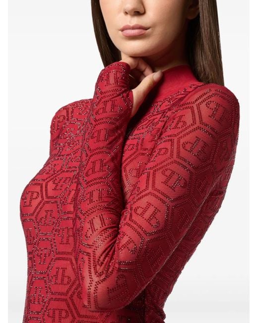 Philipp Plein モノグラム ミニドレス Red