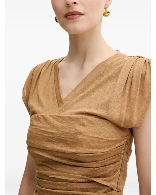 Pinko Natural Draped V-Neck Top