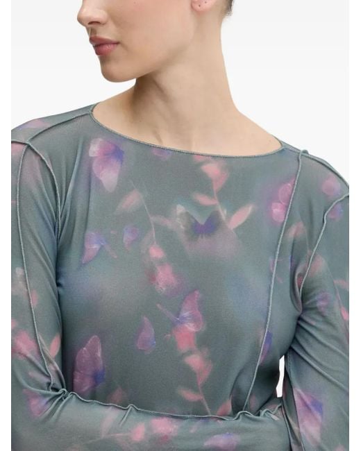 T-Shirt A Fiori di HUGO in Blue