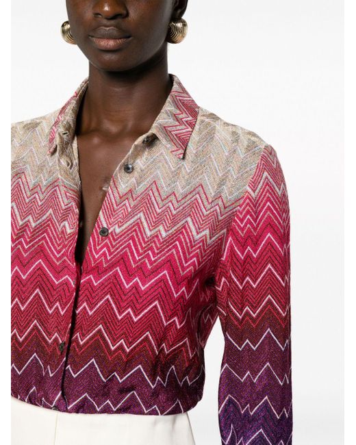 Missoni Red Zigzag-pattern Gradient-effect Shirt