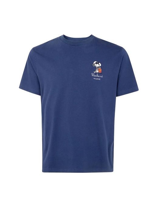 Mc2 Saint Barth Blue Embroidered Cotton T-Shirt for men