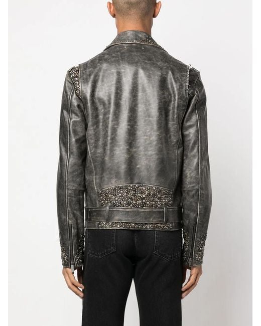 Golden Goose Deluxe Brand Black Leather Stud-Detailing Jacket for men