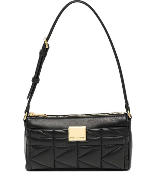 Karl Lagerfeld Black Quilted Logo Shoulder Bag