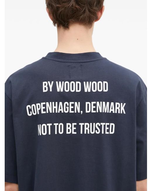 WOOD WOOD Blue Asa Logo T-Shirt for men
