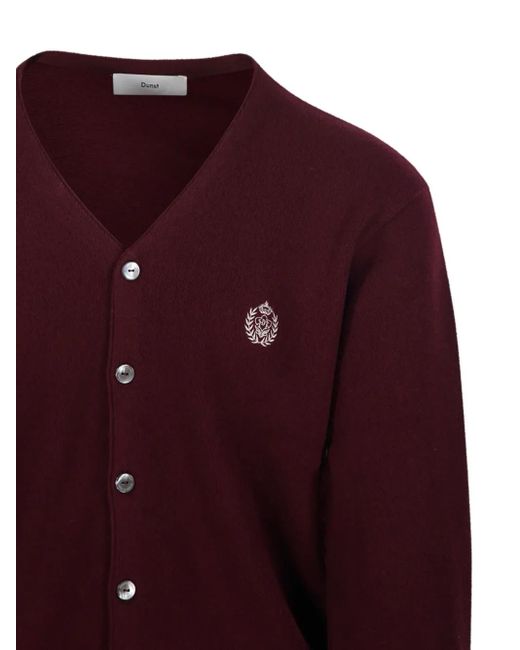 DUNST Purple Crest-Embroidered Cardigan for men