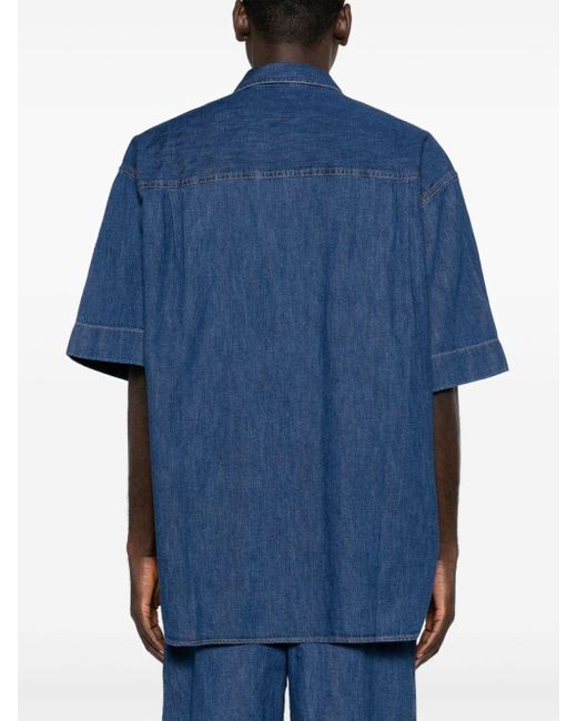 Studio Nicholson Blue Short-sleeves Denim Shirt for men