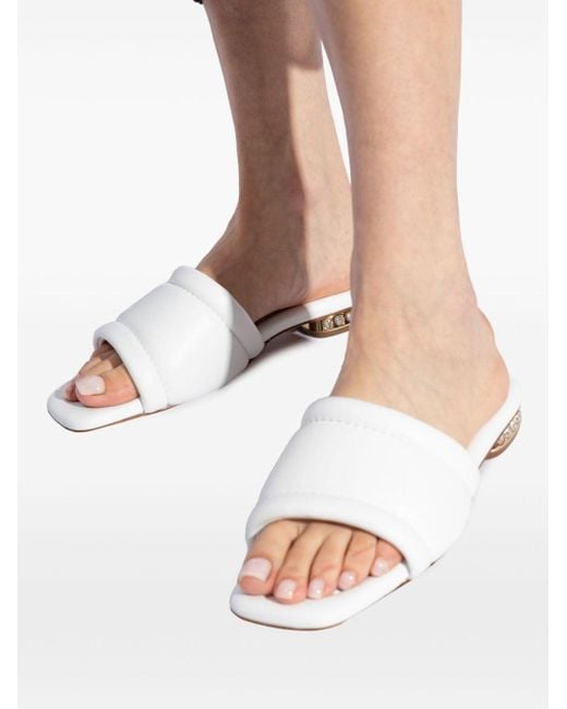 Casadei White Galaxy Leather Mules