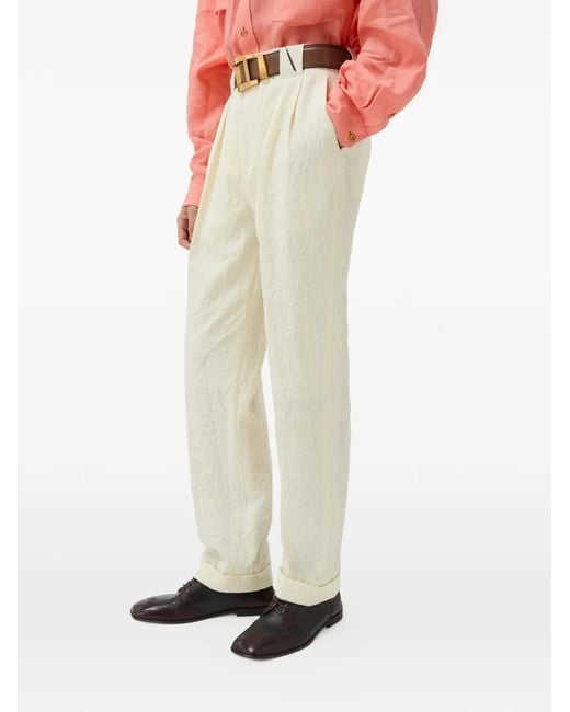Versace White Wool Creased Formal Pants for men