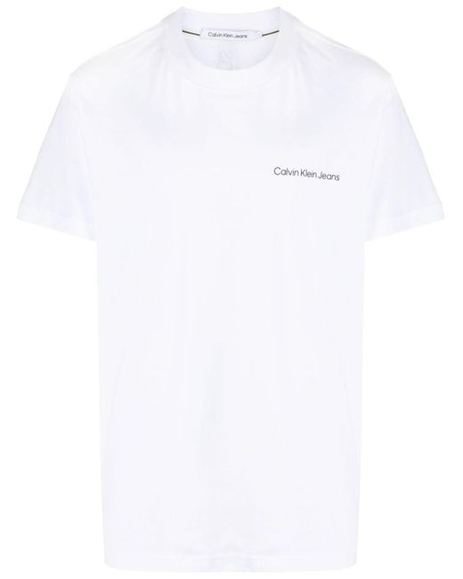 Camiseta con logo estampado Calvin Klein de hombre de color White