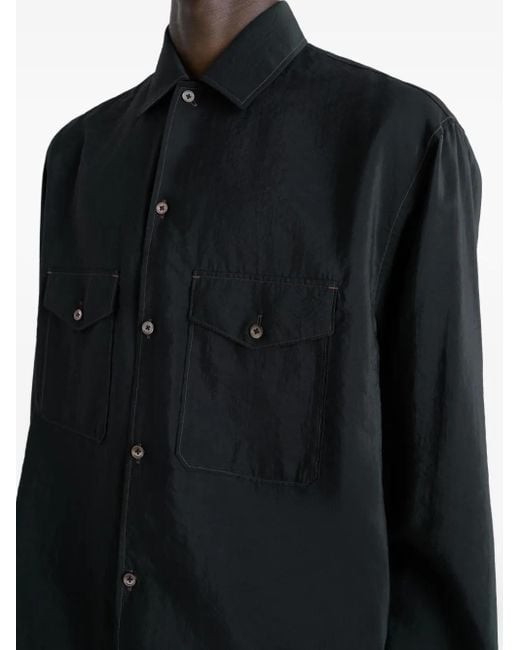 Camicia Con Colletto A Revers Classico di Lemaire in Black da Uomo