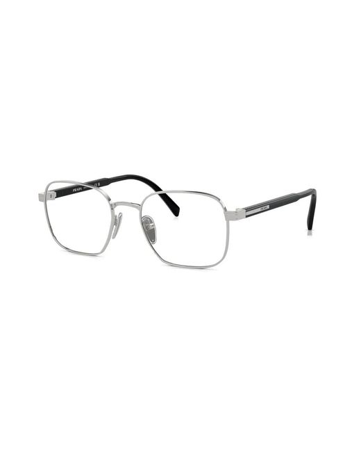 Prada Metallic Square-Frame Glasses for men
