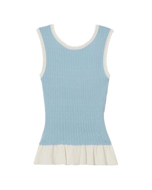Haut En Maille À Volants Claudie Pierlot en coloris Blue
