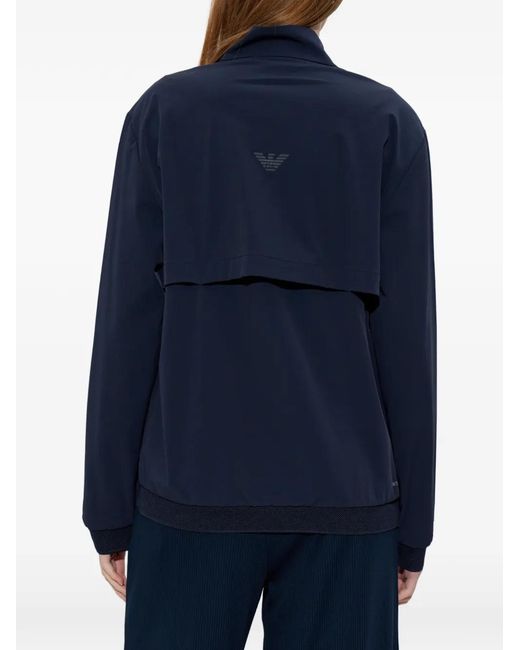 EA7 Blue Zip-Up Logo-Detail Sweatshirt for men