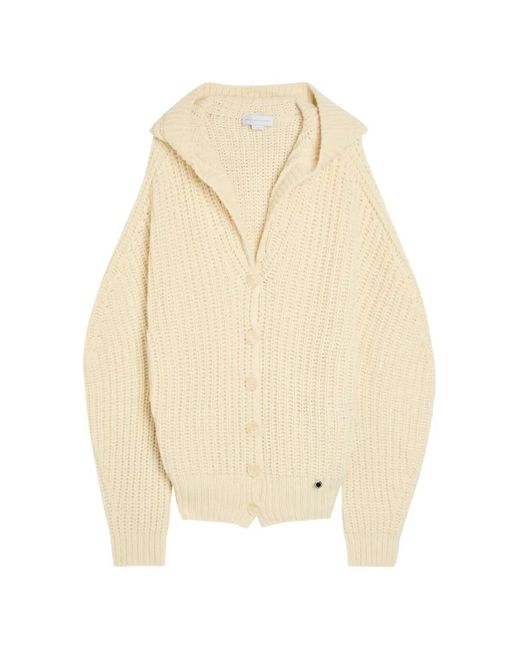 Stella McCartney Natural Ribbed-Knit Hooded Cardigan