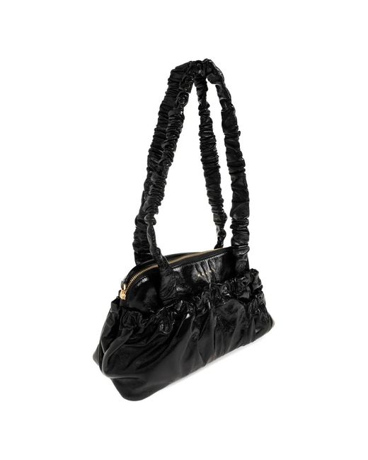 Marni Black Ruched Leather Shoulder Bag