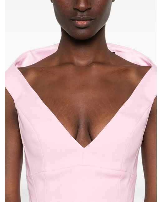 Solace London Pink Monica V-Neck Sleeveless Midi Dress