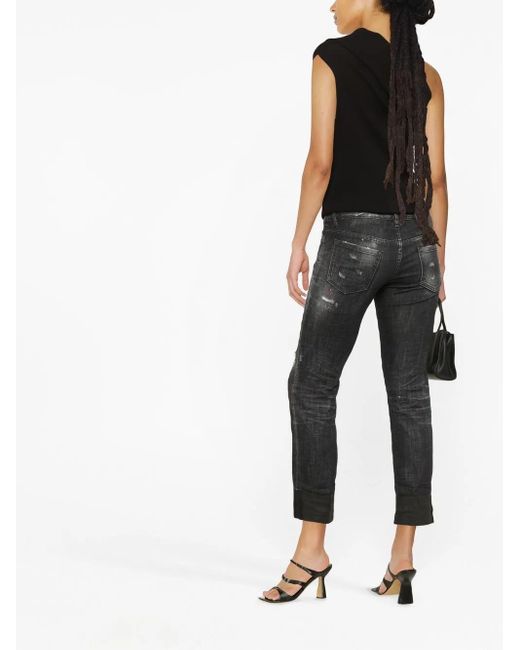 Vaqueros capri con salpicaduras de pintura DSquared² de color Blue