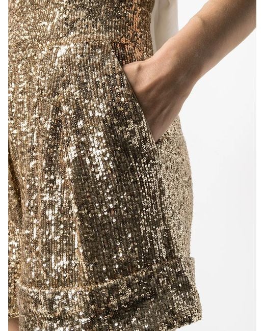 Balmain Natural High-Waisted Sequinned Shorts
