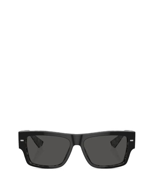 Dolce & Gabbana Gray Rectangle-Frame Sunglasses for men